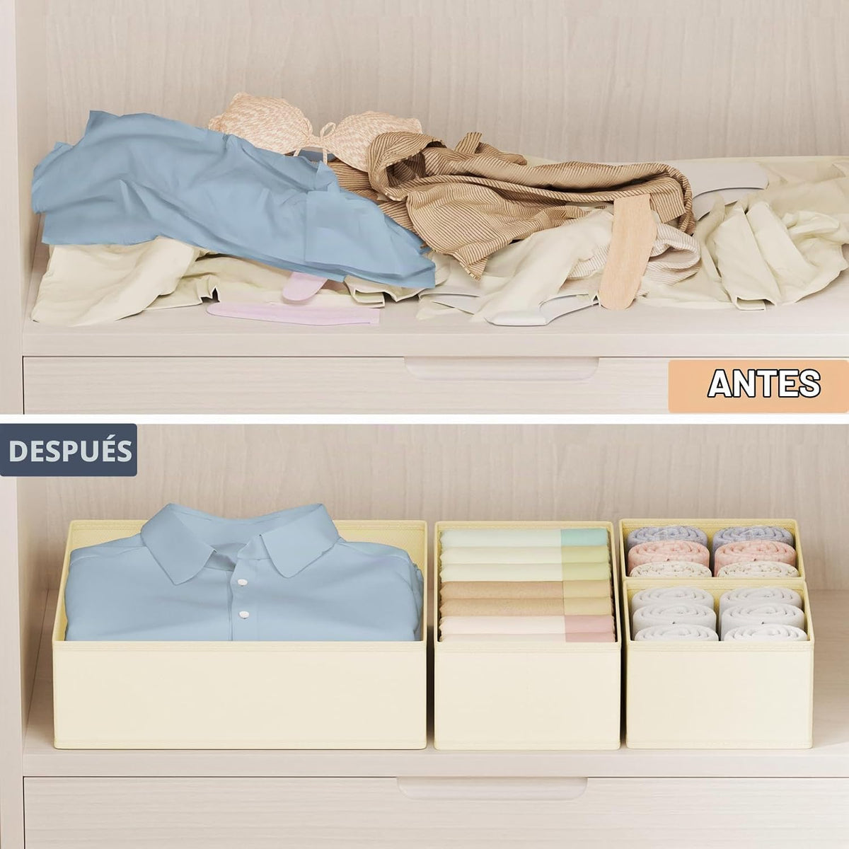 DIMJ Organizador de Cajones para Almacenamiento de Ropa - Paquete d...