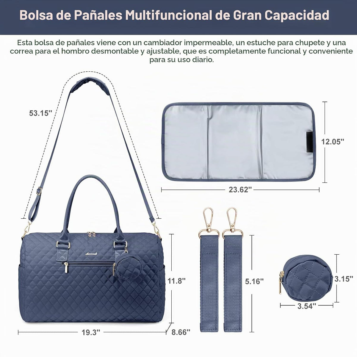 LOVEVOOK - Bolso para pañales con estuche para chupete y cambiador,...