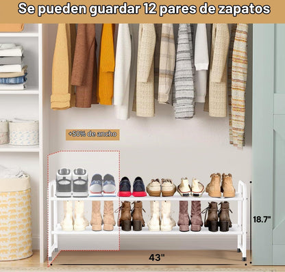 KEETDY Zapatero largo de 2 niveles para armario, organizador de zap...