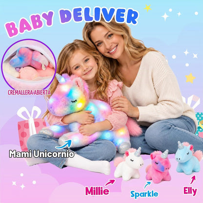 Hopearl Unicornio de peluche LED con iluminación, mamá unicornio co...