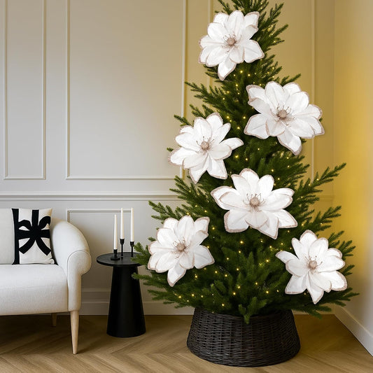 Thiccywoov - Paquete de 8 flores de magnolia de terciopelo de Navid...