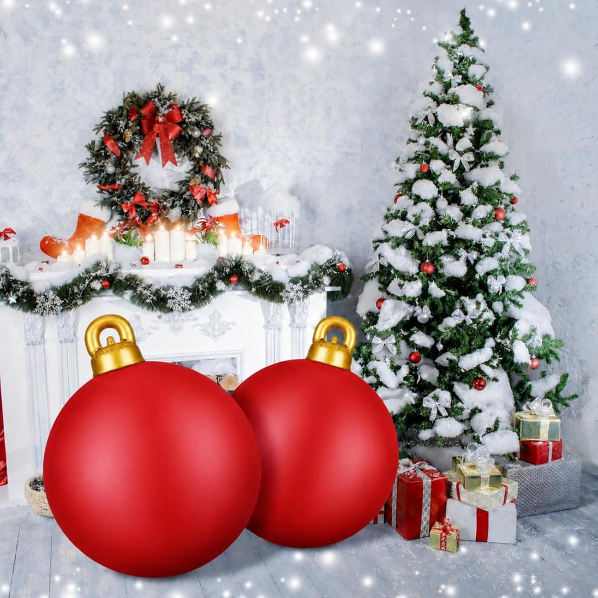 2 bolas inflables gigantes de PVC de 32 pulgadas de Navidad (sólido...