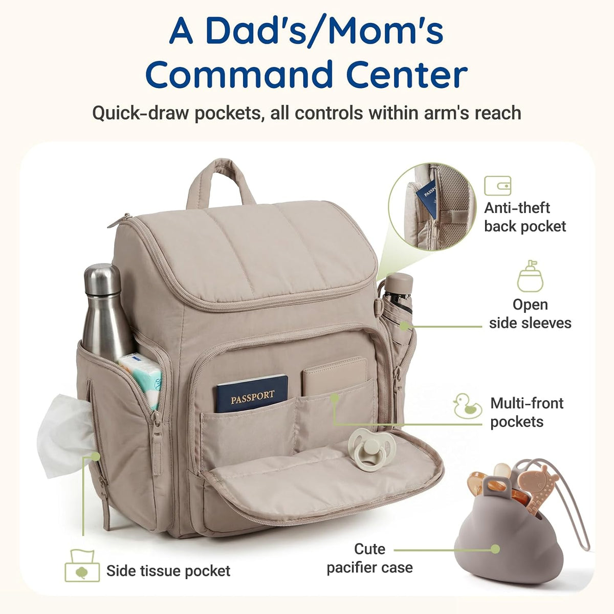 mommore Mochila para pañales, bolsa de bebé, mochila para pañales |...