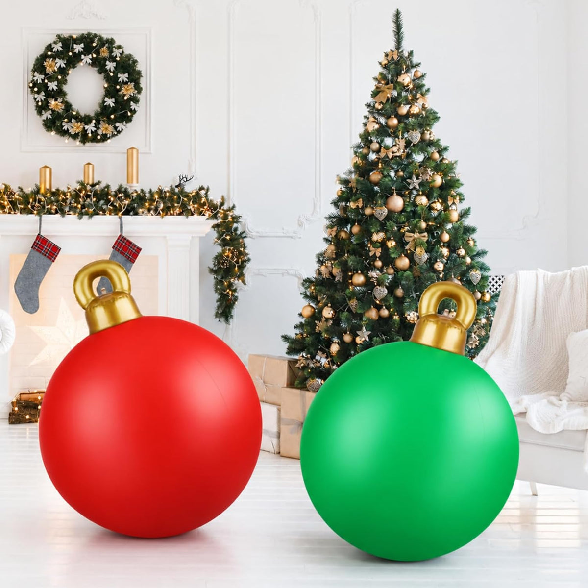 Jetec 2 bolas inflables gigantes de Navidad de 32 pulgadas, color r...
