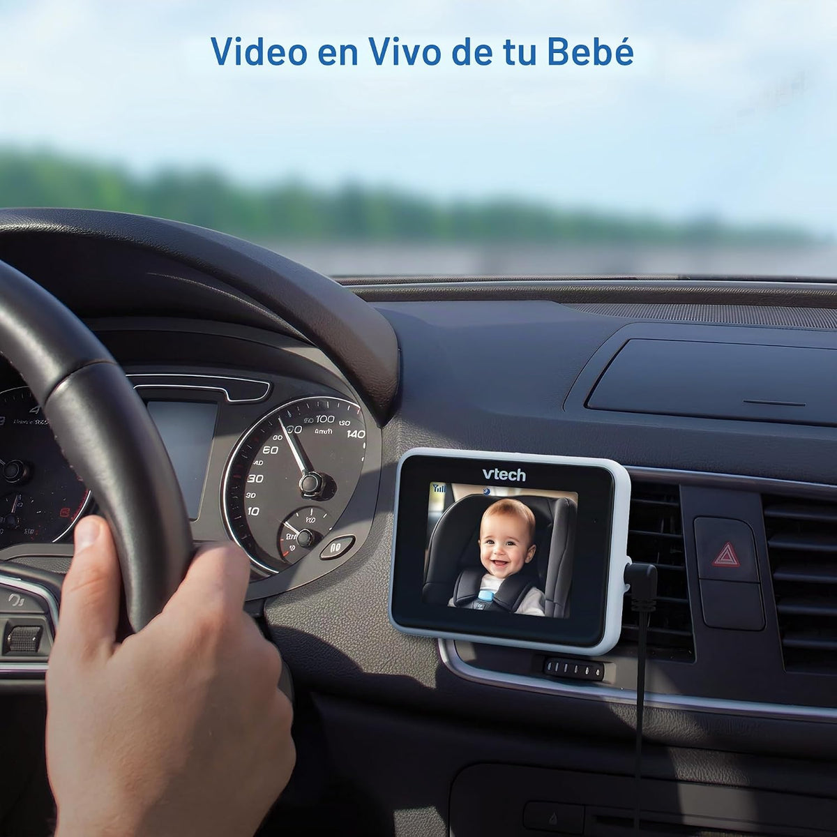 VTech Cámara de coche para bebé para asiento trasero, visor de mont...