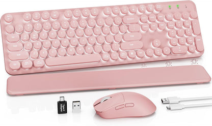 Combo de teclado y mouse inalámbricos retroiluminados, teclado retr...