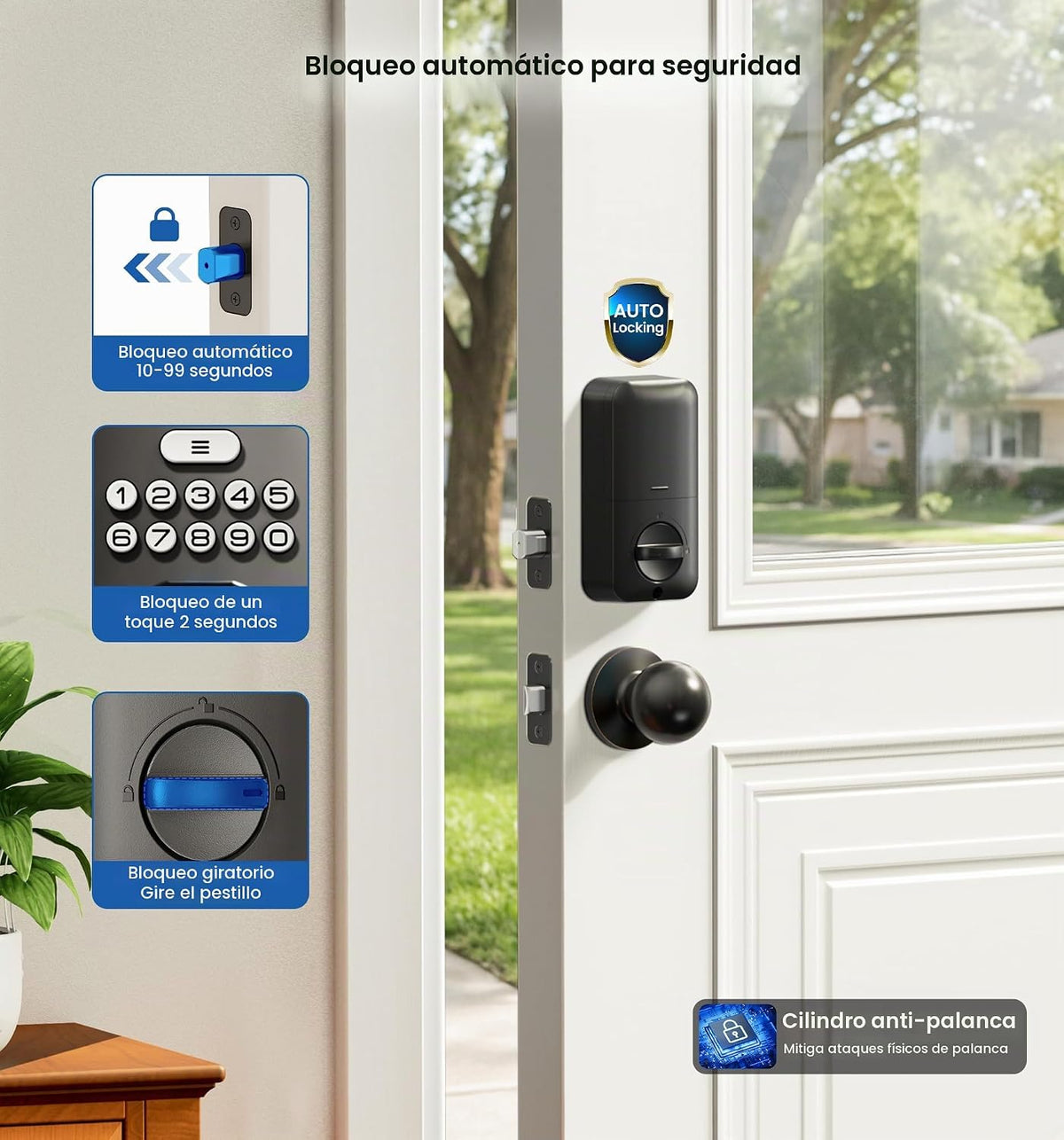 Veise Cerradura de puerta con huellas dactilares con 2 perillas - C...