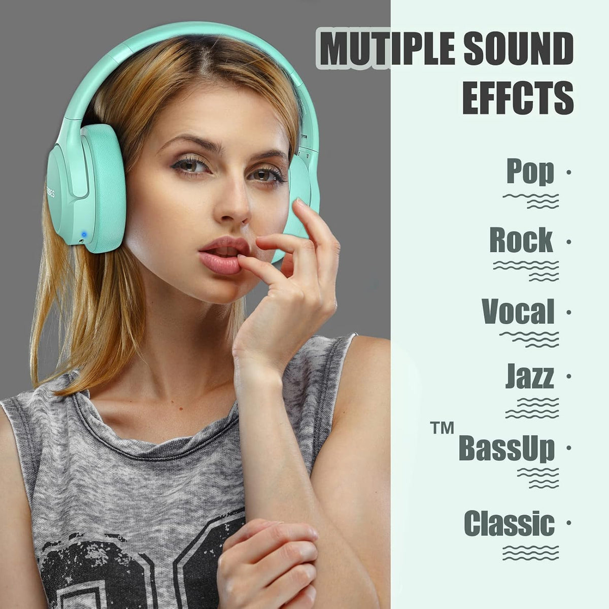 BERIBES Auriculares Bluetooth sobre la oreja Auriculares estéreo in...