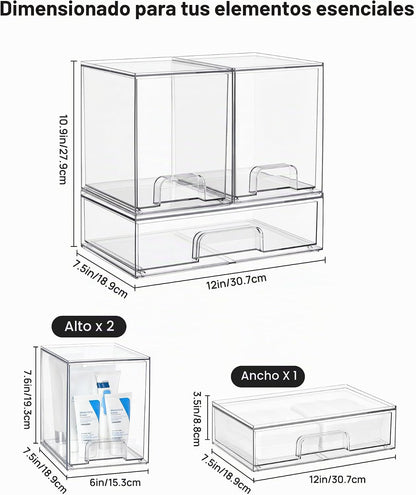 Vtopmart Juego de 3 cajones de almacenamiento apilables transparent...