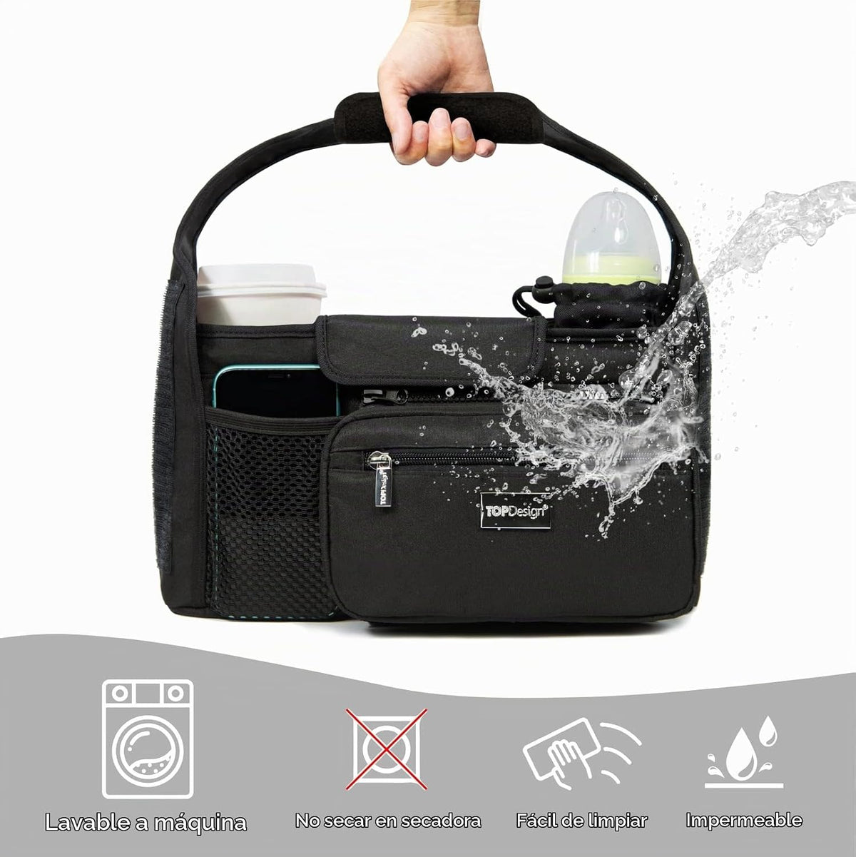 TOPDesign Organizador universal para cochecito de bebé, carrito de...