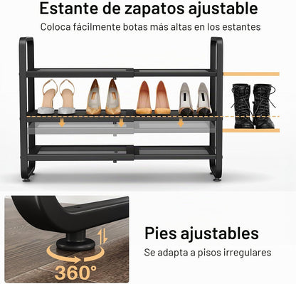 Zapatero de metal expandible para armario, entrada y garaje, 3 nive...