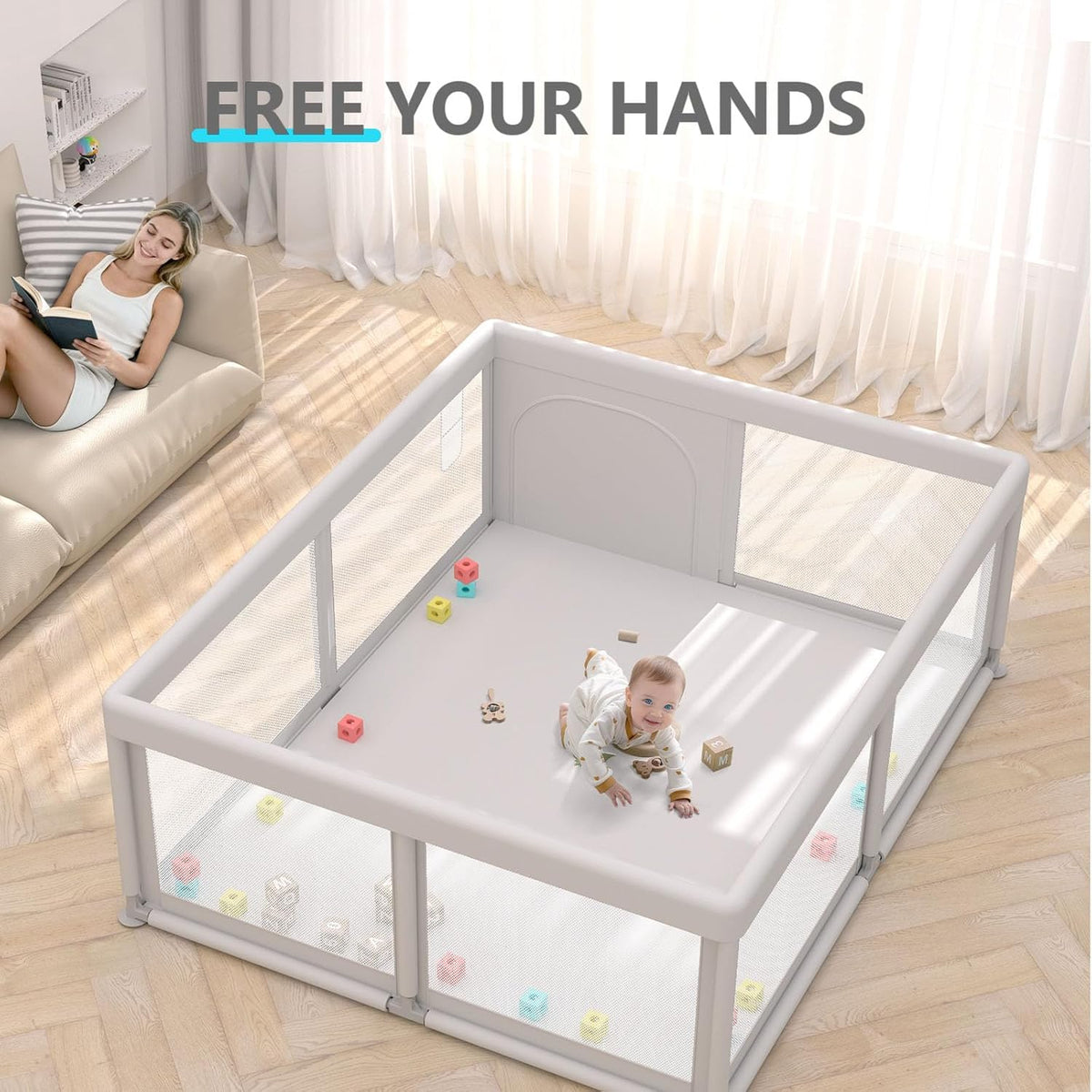 Hiaksedt Baby Playpen Parques para bebés y niños pequeños | Patio d...
