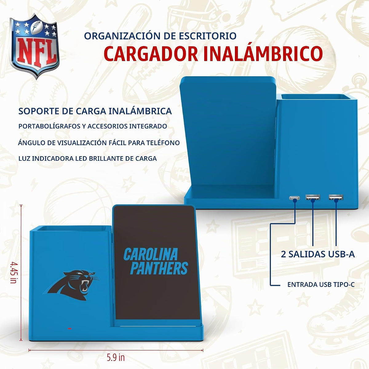 SOAR Soporte de carga inalámbrico unisex NFL y organizador de escri...