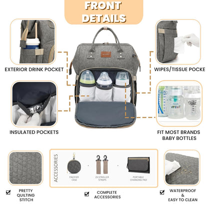 ROSEGIN Mochila para pañales para bebé con cambiador, funda para ch...