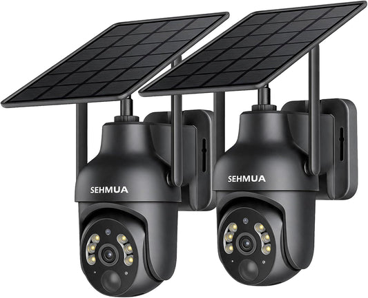 SEHMUA Cámaras de seguridad solar 2K inalámbricas para exteriores,...