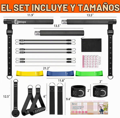 Kit de barra de pilates Bbtops con bandas de resistencia, barra de...