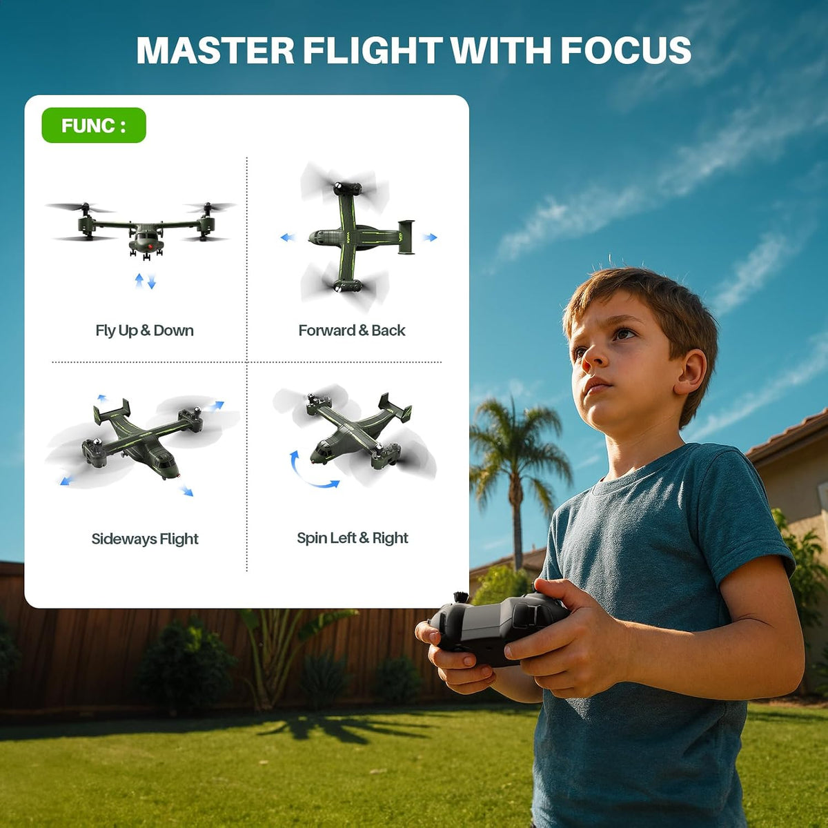 SYMA Avión RC X550, 4CH Tiltrotor para niños y principiantes | 6 mo...