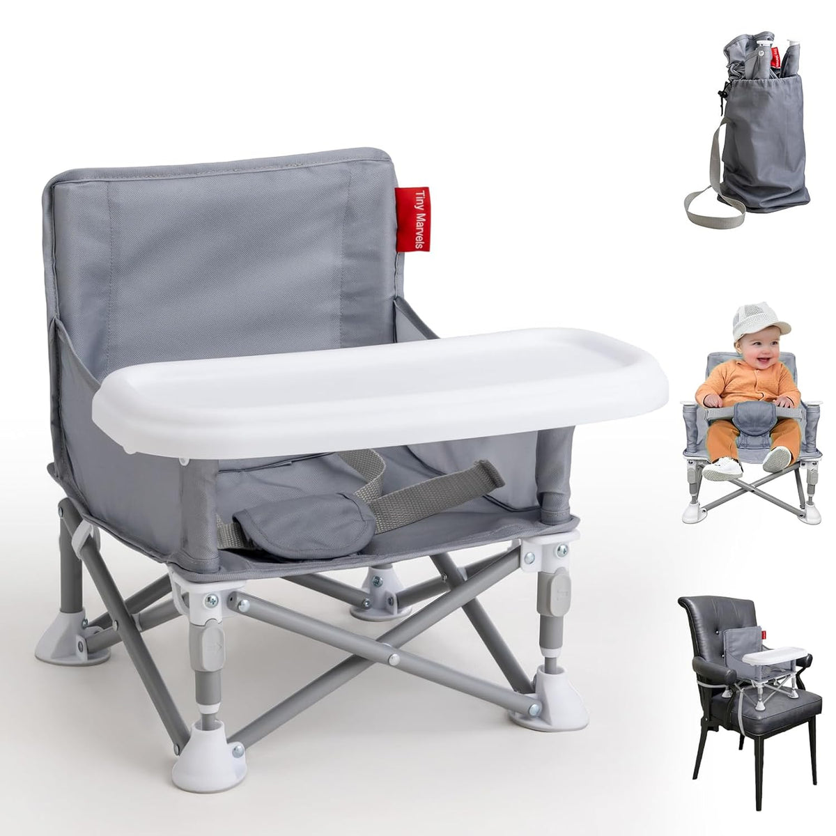 Tiny Marvels - Silla de bebé, silla alta portátil para viajes y pla...