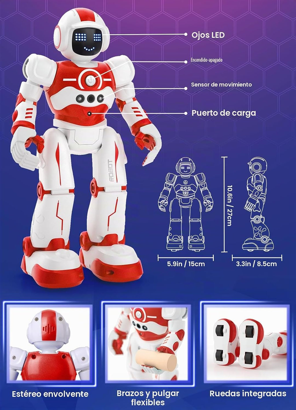 EduCuties Robot Juguetes para niños, robots recargables de control...
