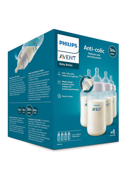 Philips Avent Biberón anticólico, flujo rápido, 11 oz, SCY106\/04 |...