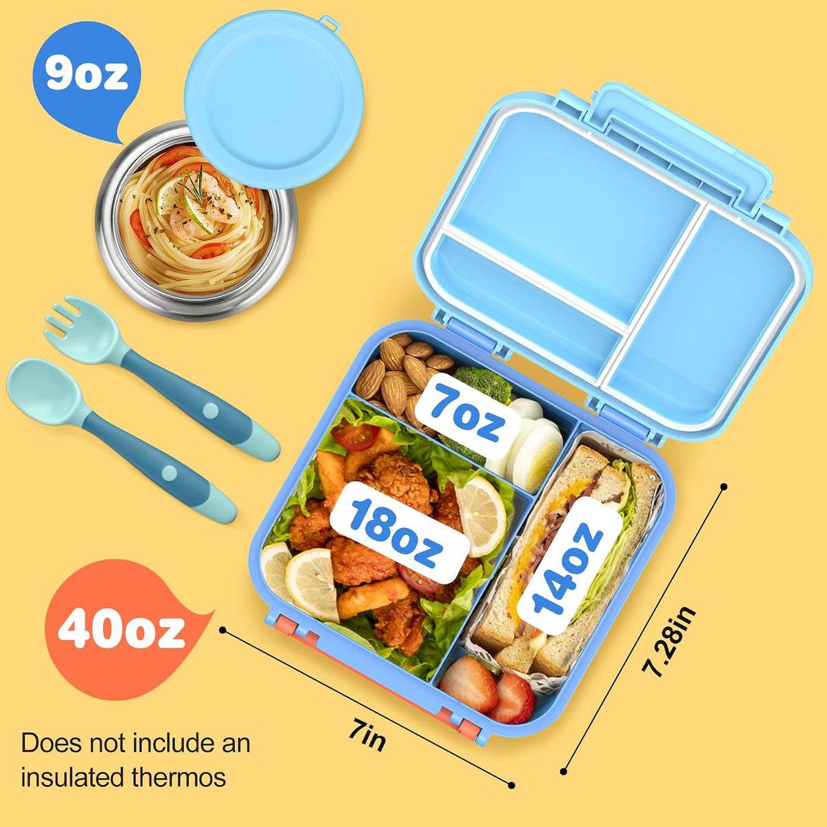 Lonchera Bento para niños con termo de 9 onzas, calcomanías imperme...