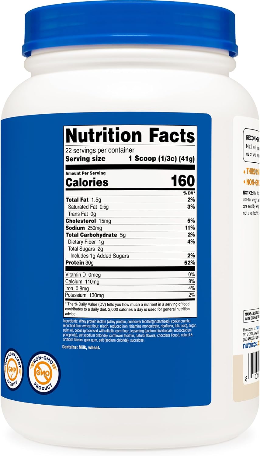 Nutricost - Proteína aislada de suero de leche, sabor galletas con...