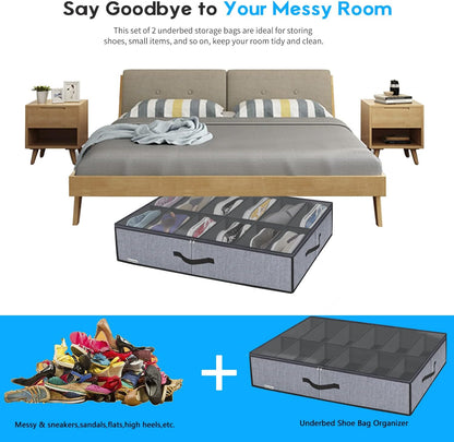 Onlyeasy Organizador grande de zapatos debajo de la cama (6 a 12 pa...
