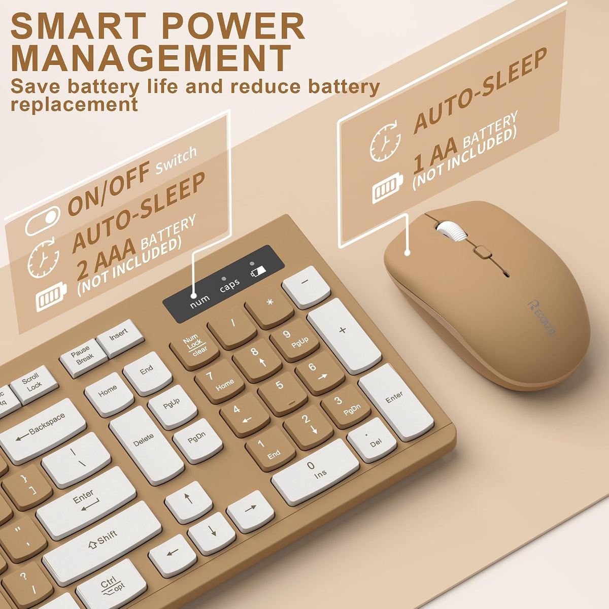Combo de teclado y mouse inalámbricos silencioso para oficina y hog...
