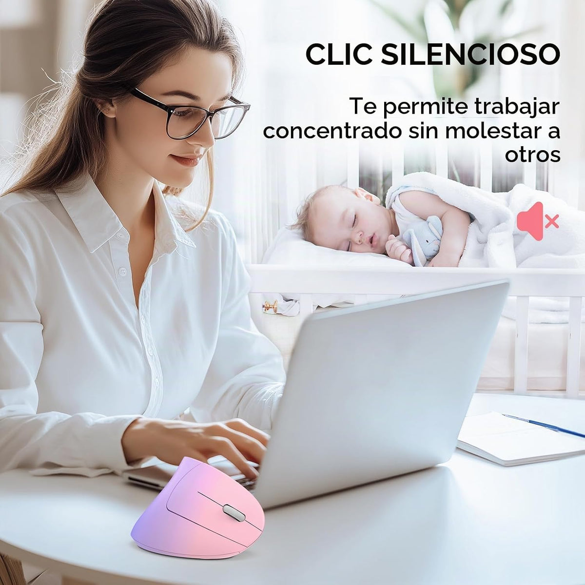 TECKNET Ratón ergonómico, 4800 DPI inalámbrico Bluetooth vertical,...