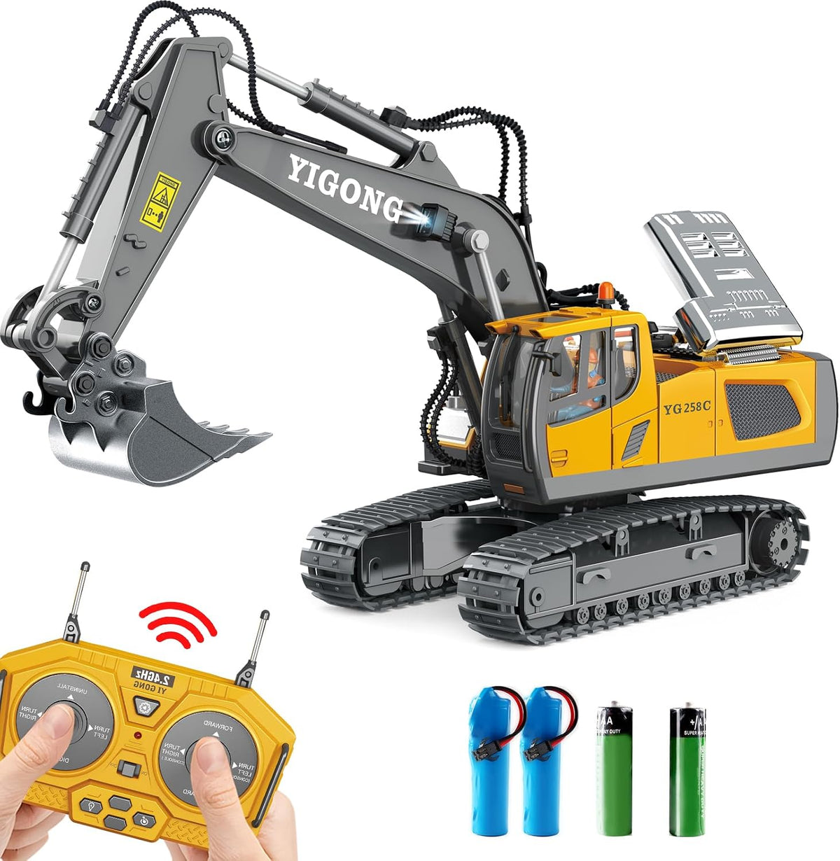 Dwi Dowellin Excavadora de control remoto juguetes para niños, exca...
