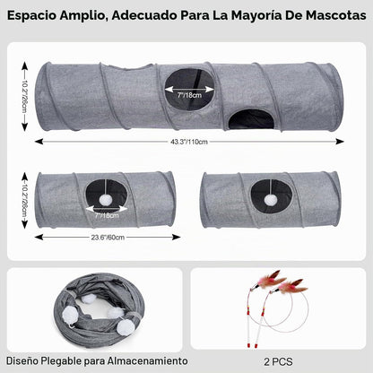 Túnel para gatos, 3 túneles de forma recta, 6 formas de bricolaje c...