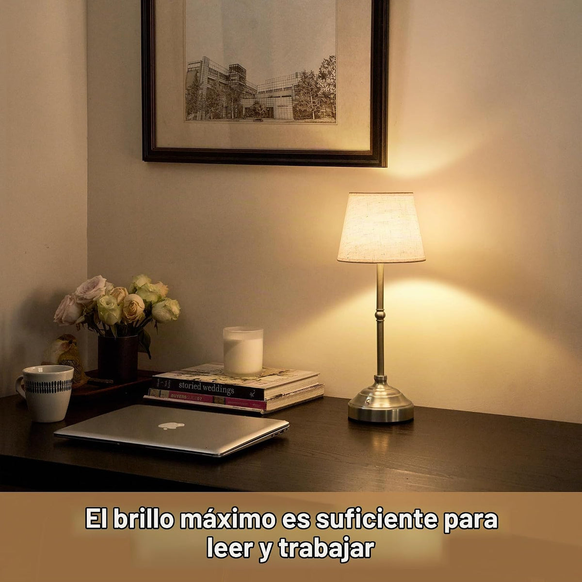 keysays Lámpara de mesa inalámbrica, lámpara de escritorio recargab...