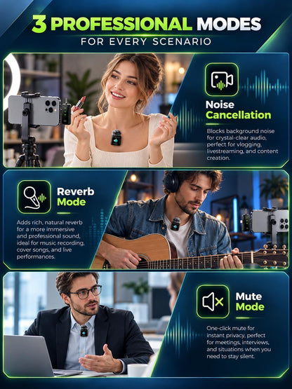 Micrófono Lavalier inalámbrico: micrófonos duales para iPhones Andr...