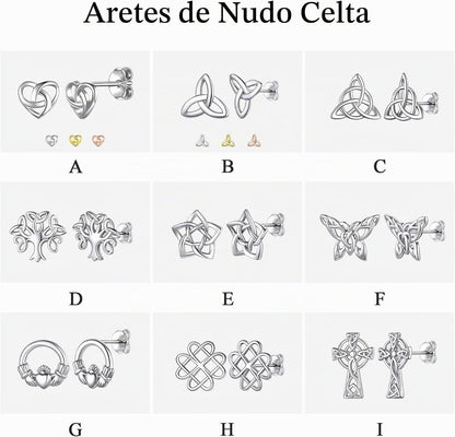 ChicSilver Pendientes celtas para mujer de plata de ley hipoalergén...