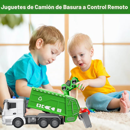 CALEST Camiones de juguete de camión de basura con control remoto d...