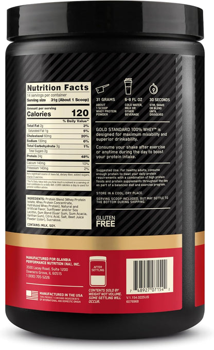 Optimum Nutrition Gold Standard 100% proteína de suero en polvo, fr...