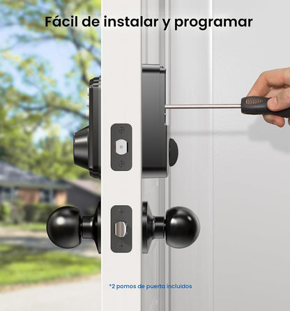 Cerradura de puerta con huella dactilar Veise con 2 perillas - Cerr...