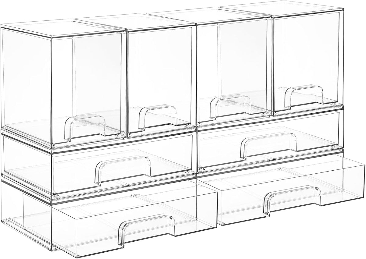 Vtopmart Juego de 8 cajones de almacenamiento apilables transparent...
