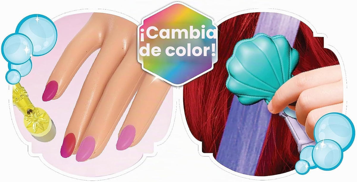 Disney Princess Shimmer Spa Ariel - Cabezal de peinado de 8 pulgada...