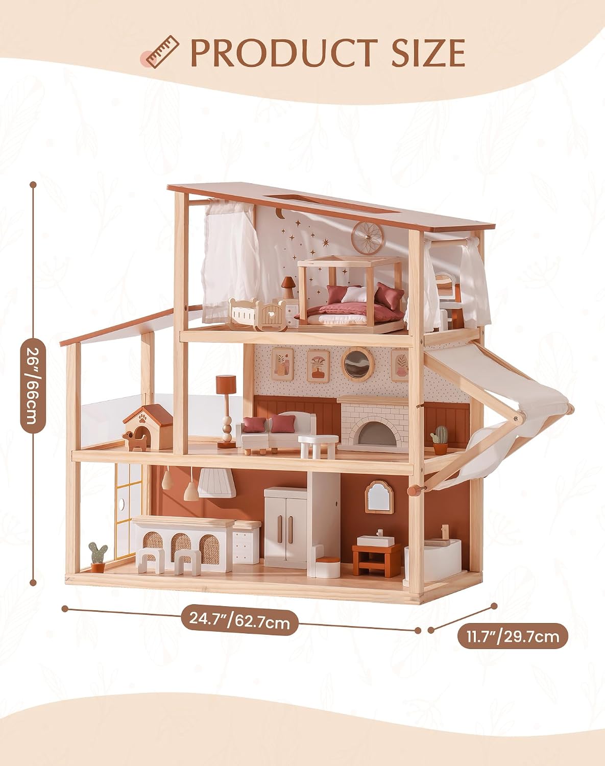 ROBOTIME Casa de muñecas de madera para niños de 3, 4, 5, 6 años, c...