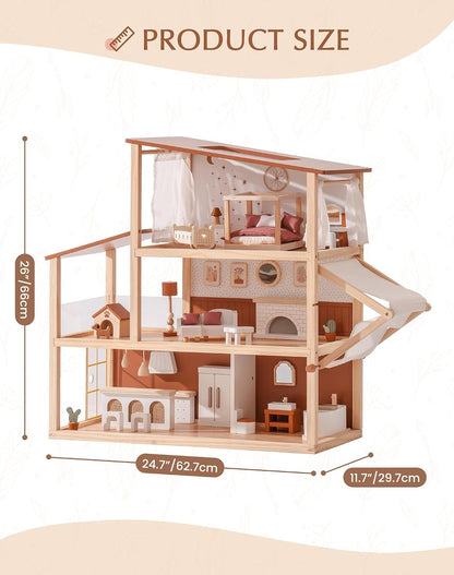ROBOTIME Casa de muñecas de madera para niños de 3, 4, 5, 6 años, c...