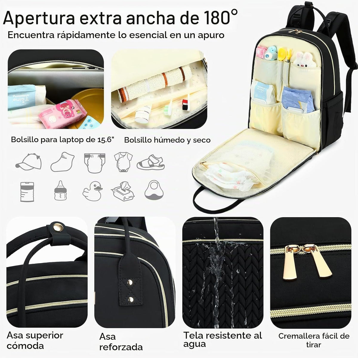 AIJIEKE Mochila para pañales, Mochila para pañales multifuncional g...