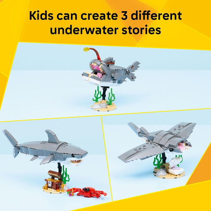 LEGO Creator 3 en 1 Tiburón feroz con cofre del tesoro 31381 | Jugu...