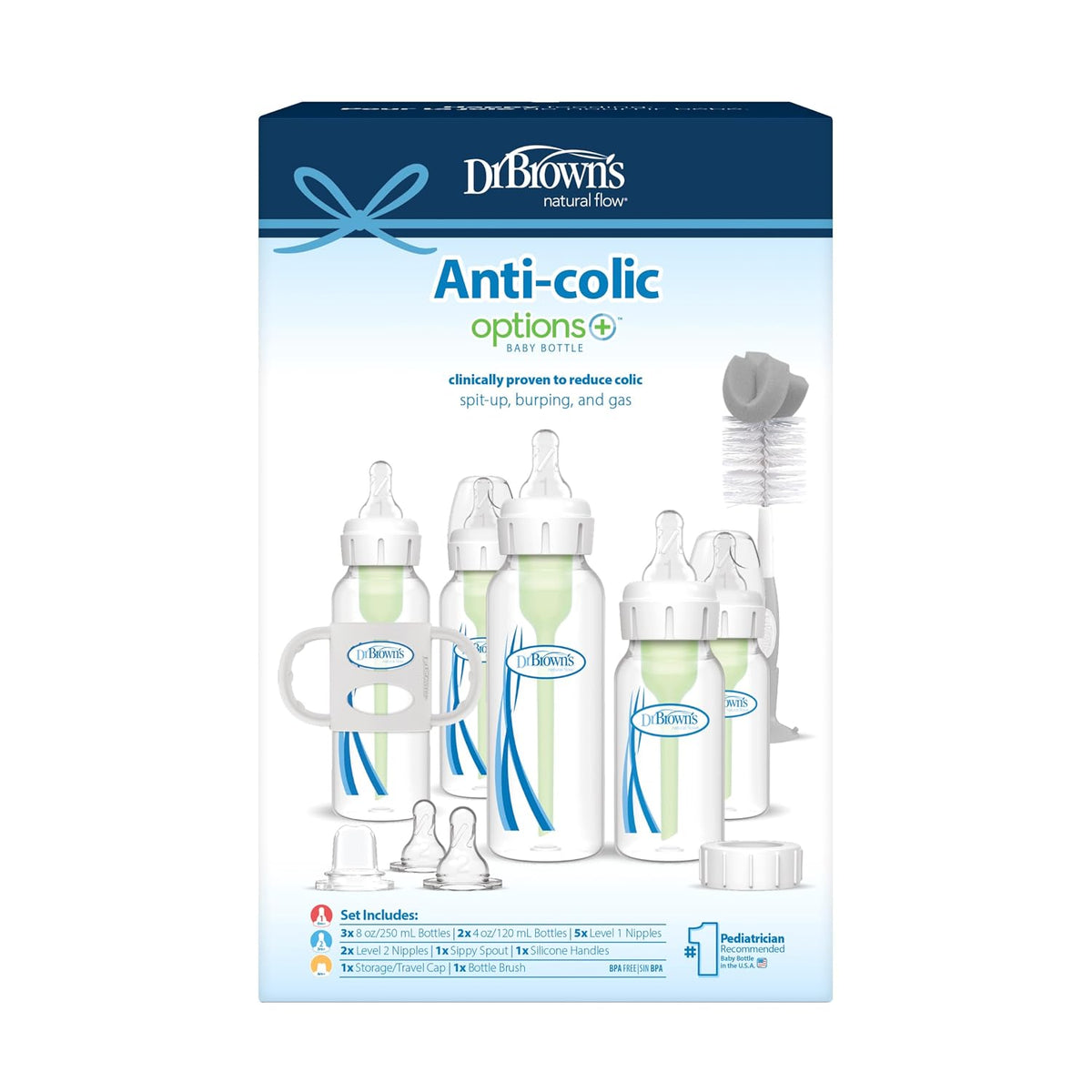 Dr. Brown's Opciones anticólicos de flujo natural + juego de re...