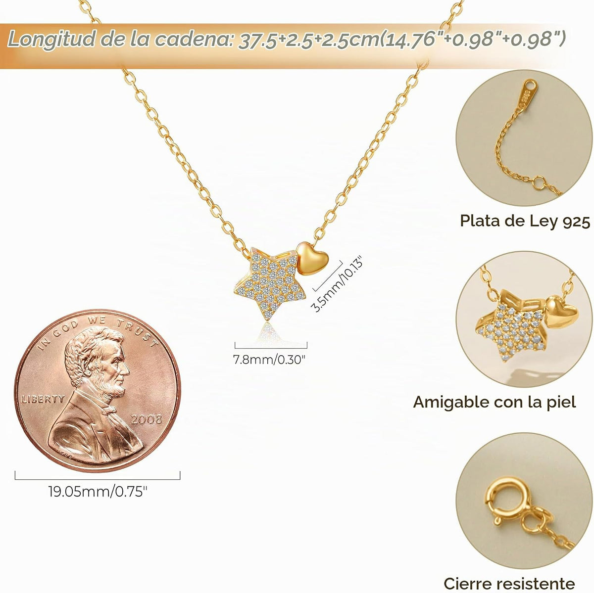 LOVECOM Collar de plata de ley S925 con corazón para mujer, delicad...
