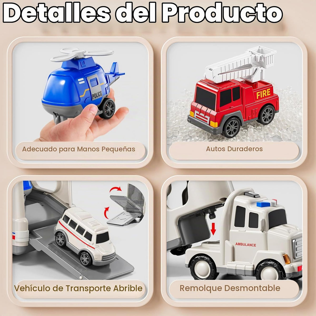 JUKUDAHU Vehículo de Juguete de Ambulancia de Juego 5 en 1 Camiones...