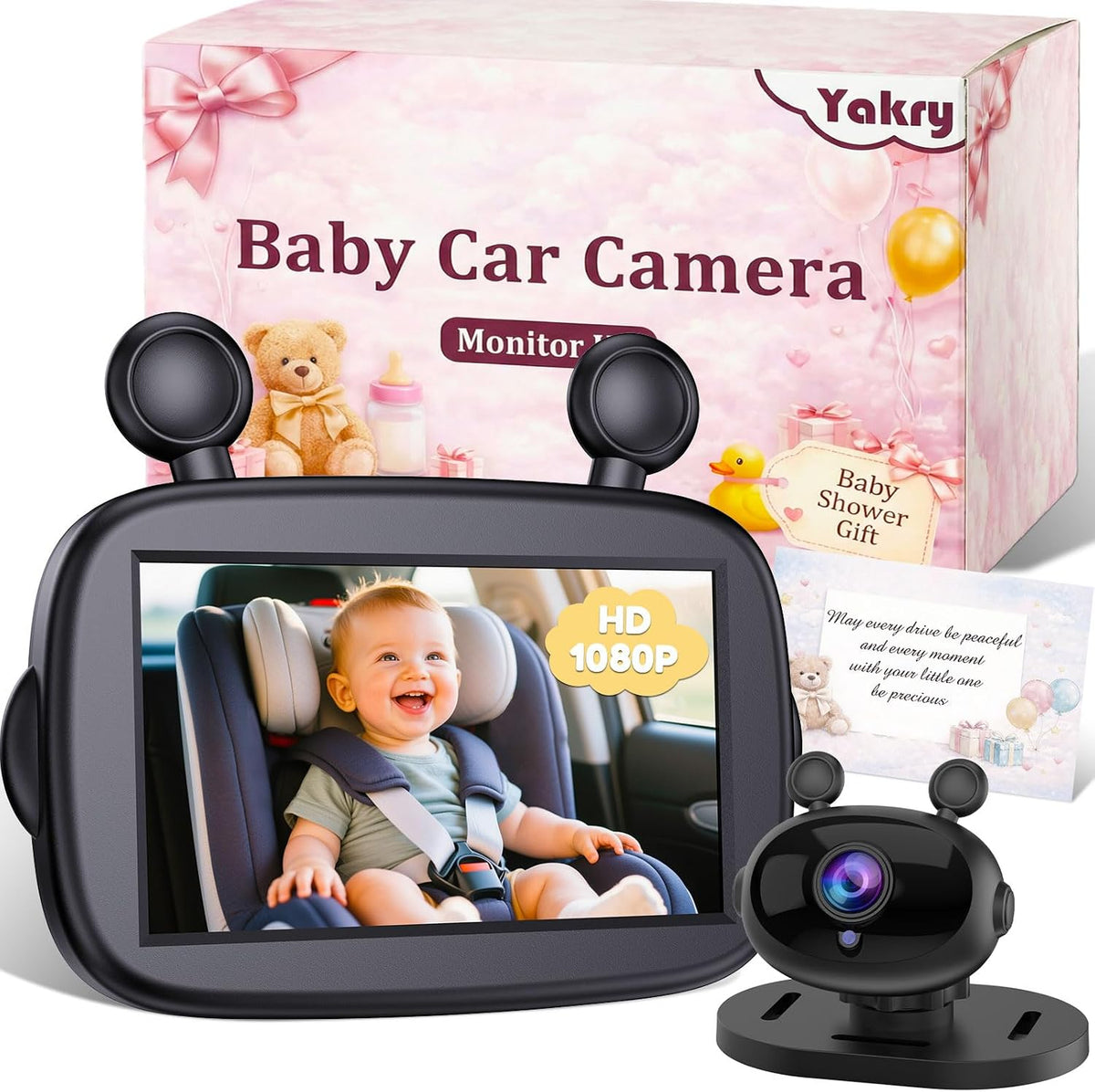 Cámara de coche de bebé HD 1080P: Fácil de instalar cámara de asien...