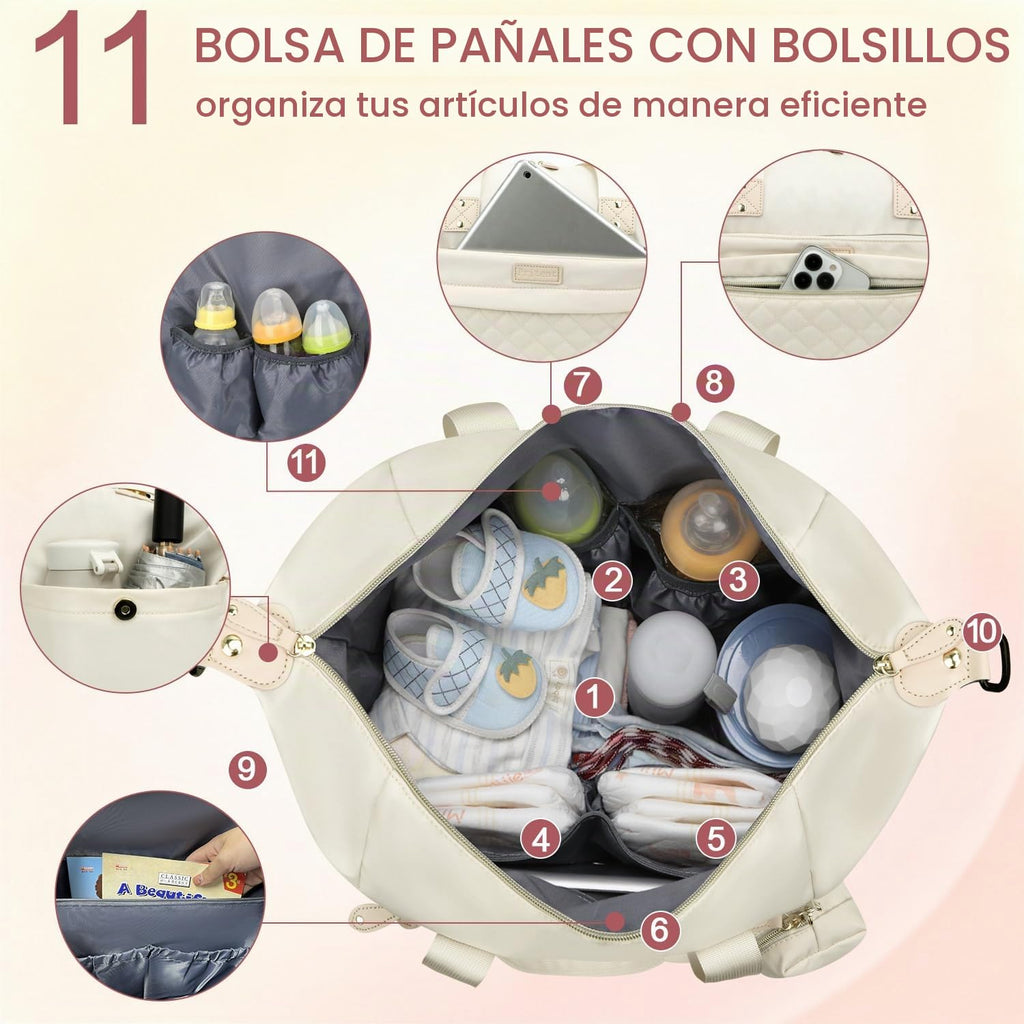 Pritent - Bolso para pañales, bolsos para bebé con funda para chupe...