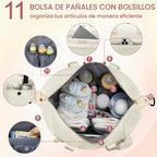 Pritent - Bolso para pañales, bolsos para bebé con funda para chupe...
