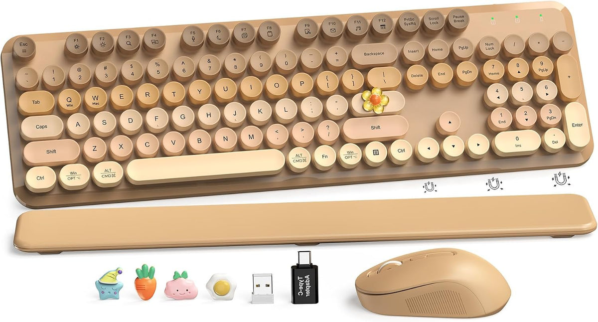 Combo de teclado y mouse inalámbricos con reposamuñecas magnético |...